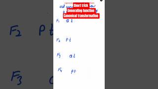 Short trick Genrating function in canonical transformation ll CSIR NET PHYSICS ll GATE #yt short
