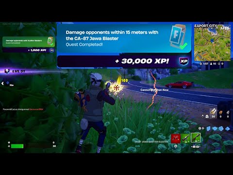 How to EASILY Damage opponents within 15 meters with the CA-87 Jawa Blaster in Fortnite Quest!