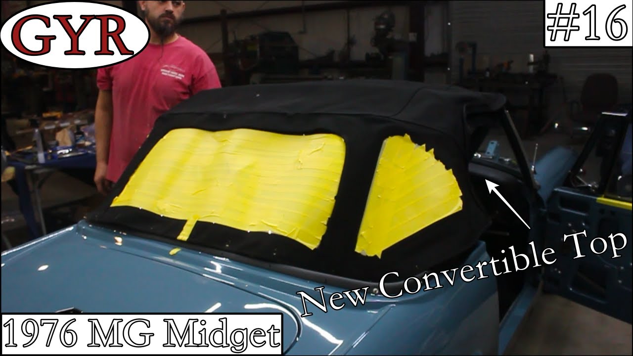 KOJEM Black Sailcloth Vinyl Soft Top With Plastic Window For MG Midget 1970-1980 Convertible