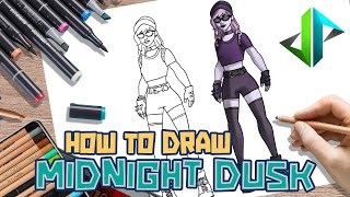 [DRAWPEDIA] HOW TO DRAW *NEW* MIDNIGHT DUSK SKIN from FORTNITE - STEP BY STEP DRAWING TUTORIAL