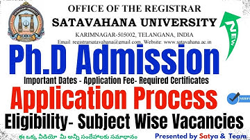 SATAVAHANA UNIVERSITY Ph.D. ADMISSION 2025–26 | FULL NOTIFICATION | ELIGIBILITY, SEATS, FEE DETAILS