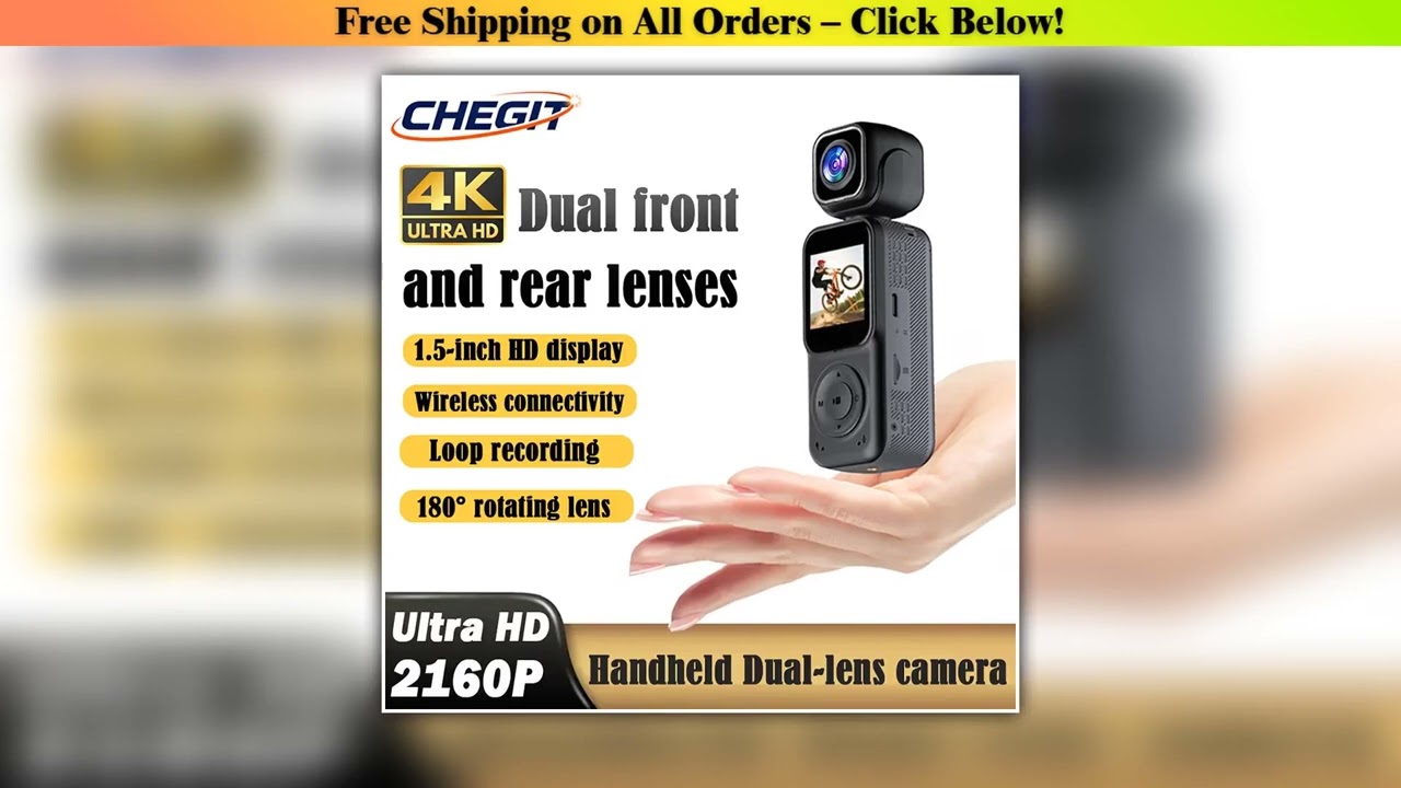4K NEW Portable Dual lens MINI Vlog Camera WIFI APP 180Rotatable Anti-shake Pocket Sports Camera
