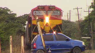 El terror que enfrentan los ferrocarrileros de hoy en día! Tren vs imprudentes!