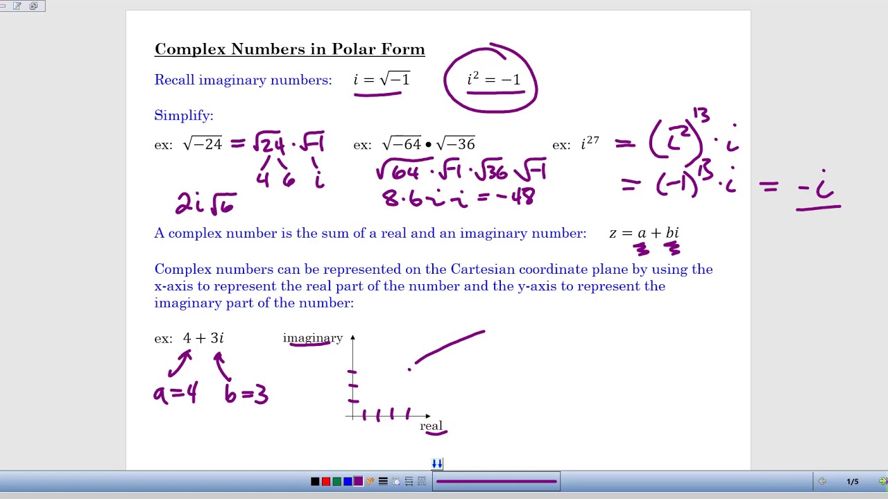 A2PCH Chapter 8-5, 8-6 Complex Numbers in Trigonometric Form - Lesson ...