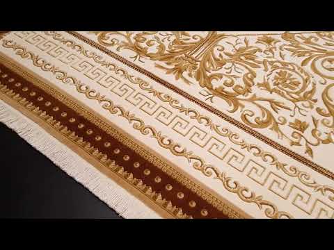 Versace Serisi El Dokuma Versace Desenli Saf İpekli Kahverengi Halı inceleme videosu kapak görseli