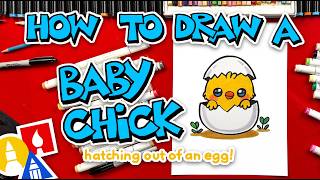 how draw baby chick hatching out egg