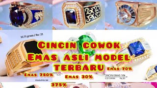 Cincin cowok emas putih dan kuning emas 16k