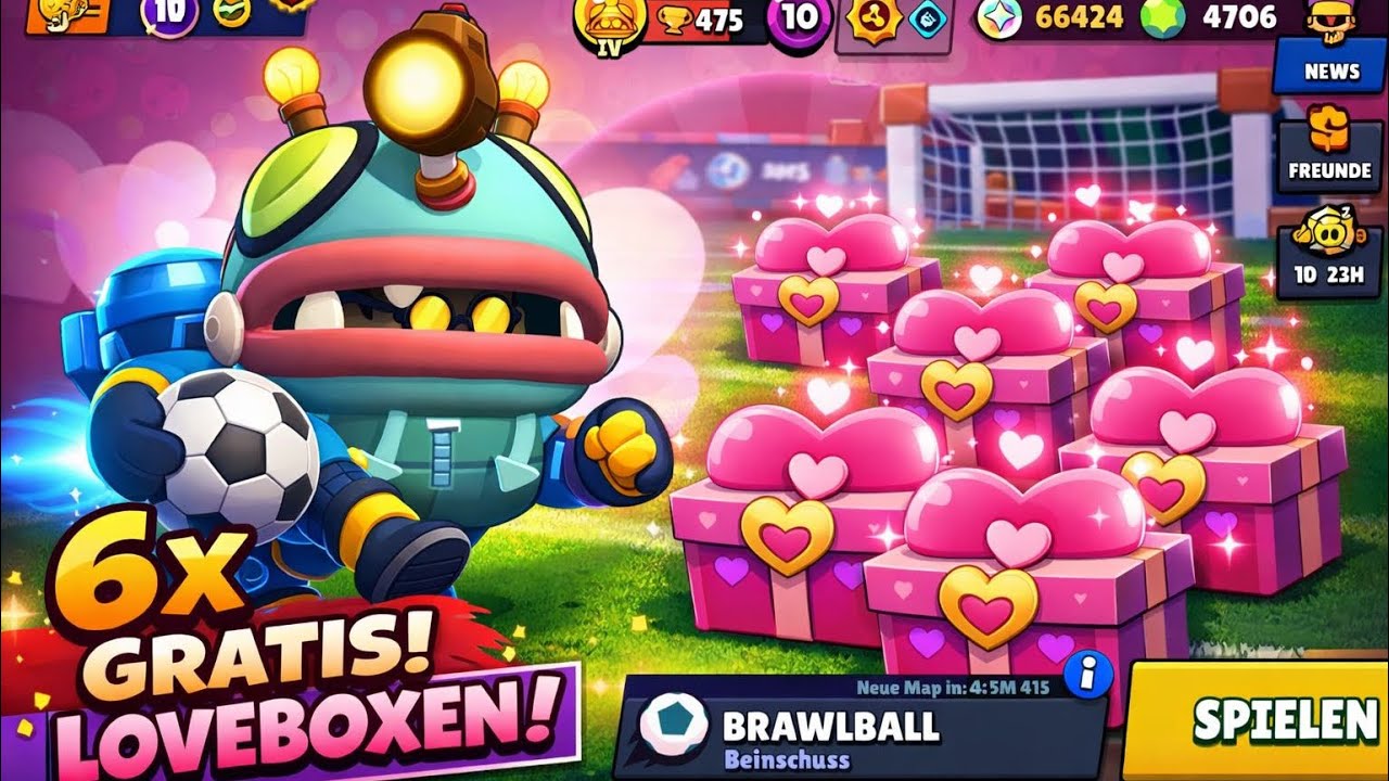 💘 Valentinstag-Special! 💖 6 GRATIS LOVEBOXEN mit GLOWBERT in Brawl Ball!