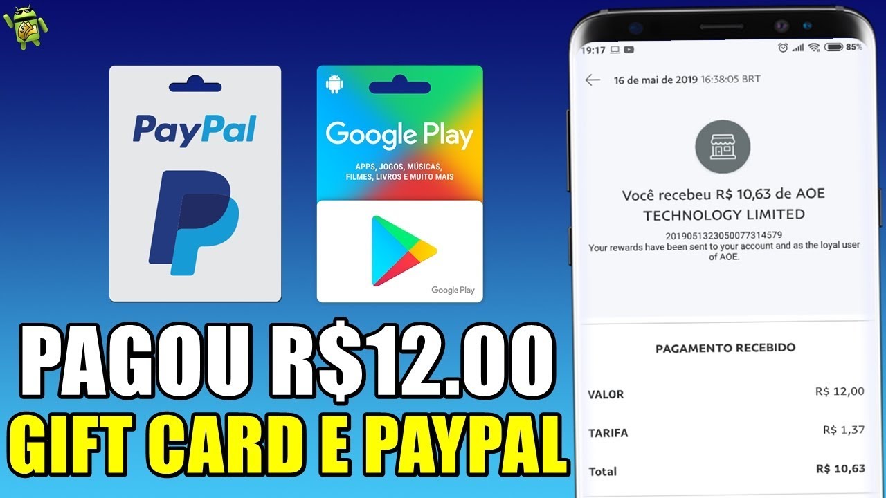 PAGOU R$12,00!! APP PAGANDO VIA PAYPAL, GIFT CARD GOOGLE PLAY, AMAZON E  MUITO MAIS...