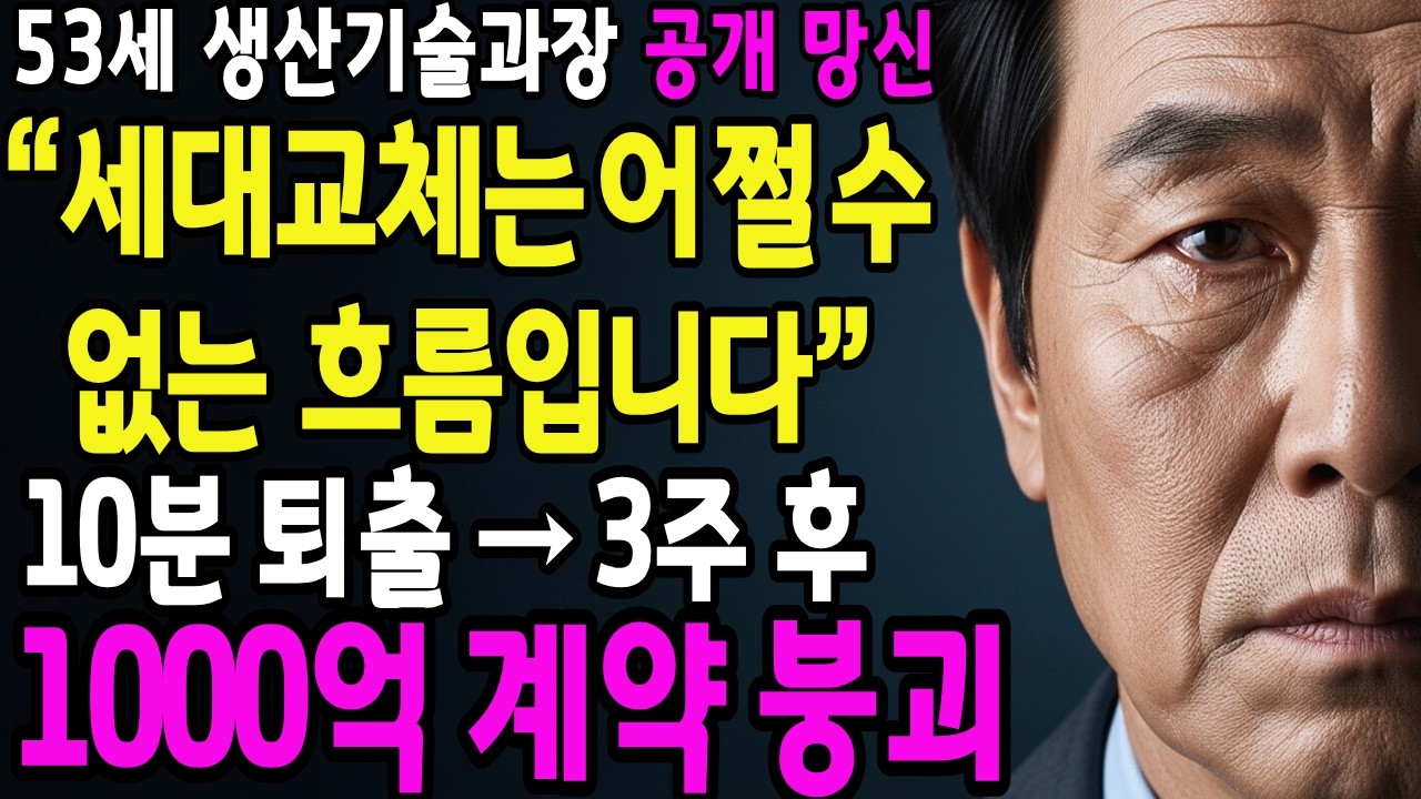53세 생산기술과장 공개 퇴출“세대교체는 어쩔 수 없습니다”3주 뒤 1000억 계약 정지, 이사회가 뒤집혔다 #현장장인 #세대교체 #기업드라마 #품질사고 #인생역전