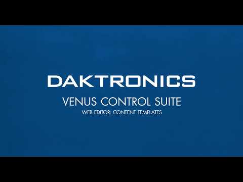 Venus Control Suite: Web Editor - Templates