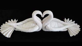 How to Make Towel Kissing Swan | Towel Folding design | Towel art | Towel animal swan