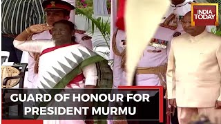 Droupadi Murmu Swearingin President Droupadi Murmu Receives Tri Services Guard Of Honour