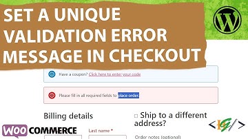 How to Set a Unique Validation Error Notice in WooCommerce Checkout Page in WordPress
