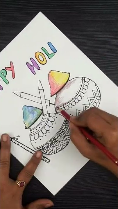 Holi Festival Drawing Easy // Happy Holi Special Drawing // Drawing For Kids // Pencil Sketching