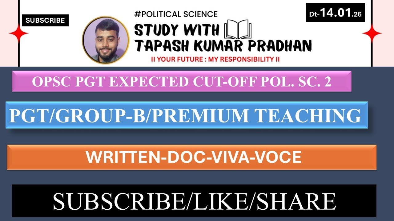 OPSC PGT Expected cut off@ Political Science