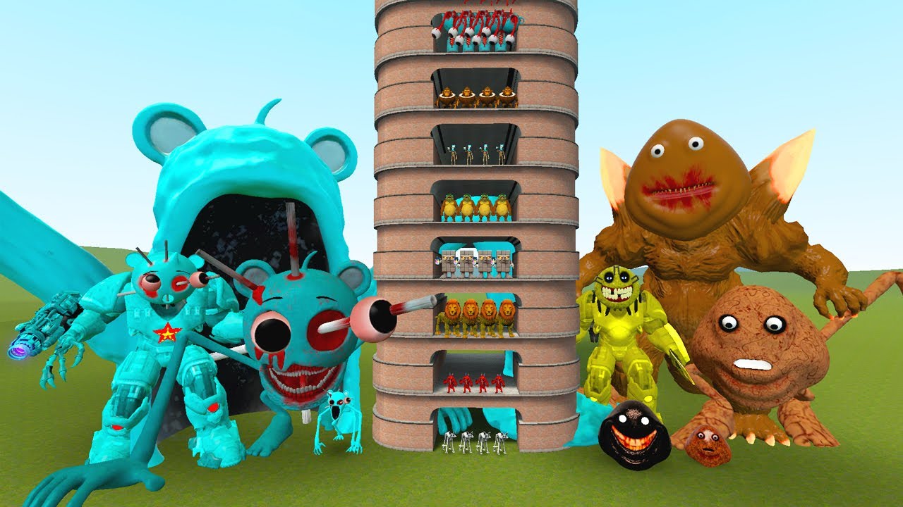 TALLGRASS LITTLE TO BIG ALL SKY BLUE SPRUNKI FAMILY VS ALL POU REVENGER PHASE 1 - 10 in GMod!