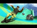 GTA 5 Water Slide World • Army Soldier (Euphoria Ragdolls)