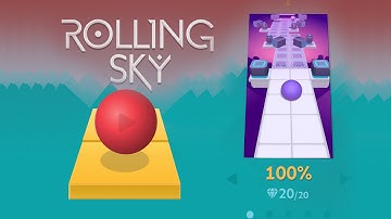 ROLLING SKY - Level 2 Complete 100% ALL GEMS Gameplay