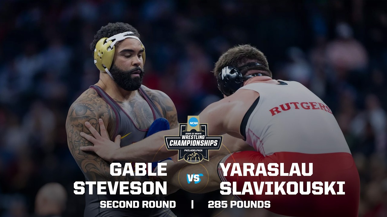 Gable Steveson vs. Yaraslau Slavikouski: 2025 NCAA wrestling second round (285 pounds)