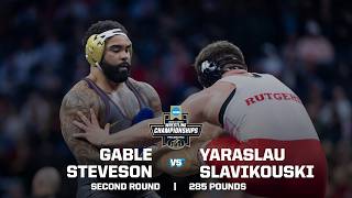 Gable Steveson vs. Yaraslau Slavikouski: 2025 NCAA wrestling second round (285 pounds)