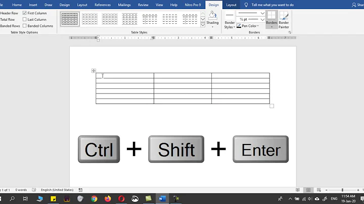 How to write above Table in Microsoft Word