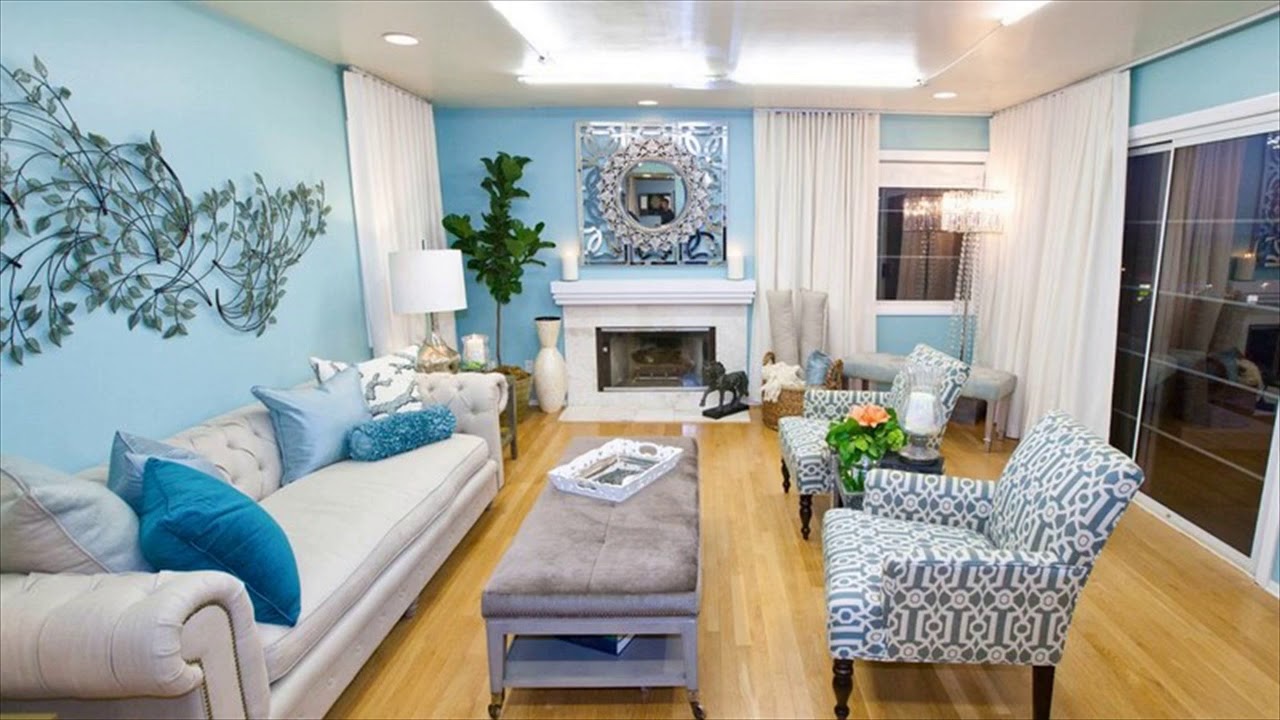 sky blue living room design