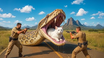 Rescue Team Saves Homeless Cat from Giant Python Attack 🐍🆘
