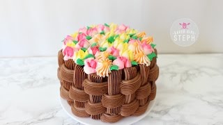 TESTING RUSSIAN PIPING TIPS || Flower Basket Cake || Floral Cake