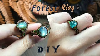 How to making  branch  rings.DIY spirit jewelry.polymer clay jewelry.forest ring.nature ring.