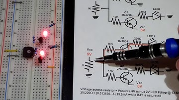Transistor circuit 5 Trimpot voltage divider controlled NPN 2N3904 PNP BJT 2N3906 DIY electronics