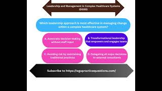 Leadership and Management in Complex Healthcare Systems D030
