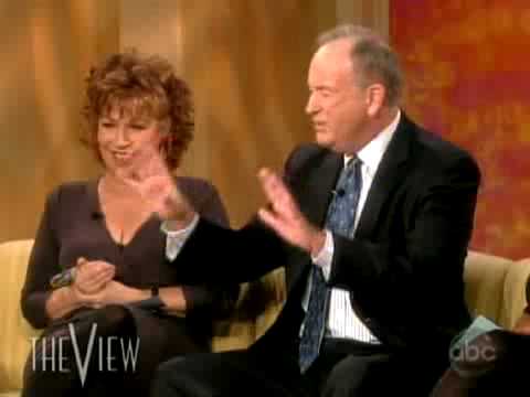 www.huffingtonpost.com Bill O'Reilly sat for two segments of "The View" on Wednesday and faced critic Joy Behar on the couch. Whoopi Goldberg was out sick, but the other four ladies sat by for a Q&A. Behar voiced her displeasure with O'Reilly, who sat claiming his neutrality and calling Obama a socialist. Highlights of their verbal sparring include: * O'Reilly calling Obama a "communist" as he and Elisabeth Hasselbeck chuckle * O'Reilly telling Joy, "Your name is Joy, you should be joyful" * Behar saying, "I don't hate you. I dislike you" * O'Reilly saying that Keith Olbermann and other critics are "jealous" * O'Reilly inviting Sarah Palin to the "Factor," saying, "I want her to come in. I have outfits she can wear!" * Behar telling O'Reilly, "I don't believe anything you say" * O'Reilly telling Behar she is a "Kool Aid drinker," with Behar responding, "You drank the Kool Aid on George Bush for eight years, Bill" * Behar saying about a picture of O'Reilly as a kid, "That's what the devil will look like when he comes" * O'Reilly and Behar sparring over the impact of "The View," with Joy proudly referencing the show's appearances in the New York Times as a political newsmaker O'Reilly even made Sherri shriek.