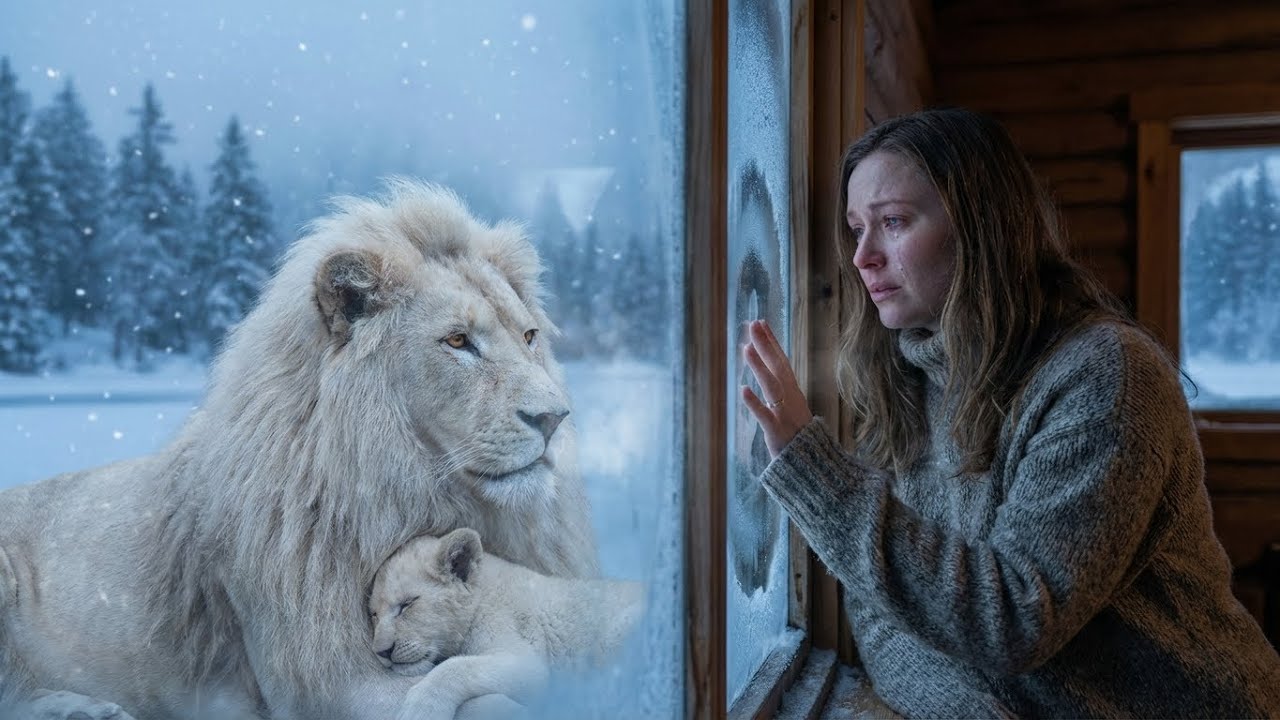 A White Lion Begged at Her Glass—Then She Realized the Cub Was Dying