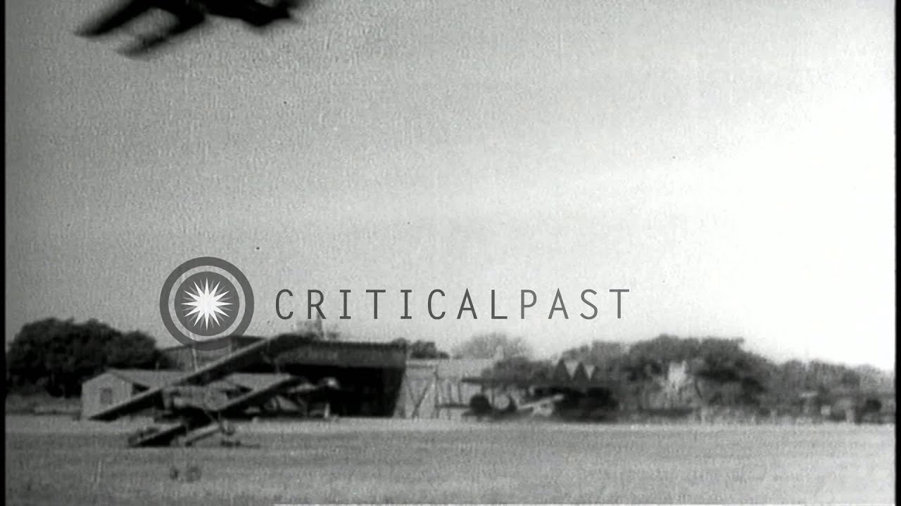 World War I aerial combat portrayal. German aircraft makes a crash landing. HD Stock Footage