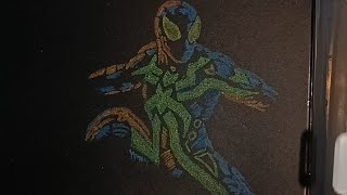 Draw with Neon pencil color on black sheet !! Spider man