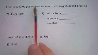 Vector Review (Pre-Calculus Ch 8 Review)