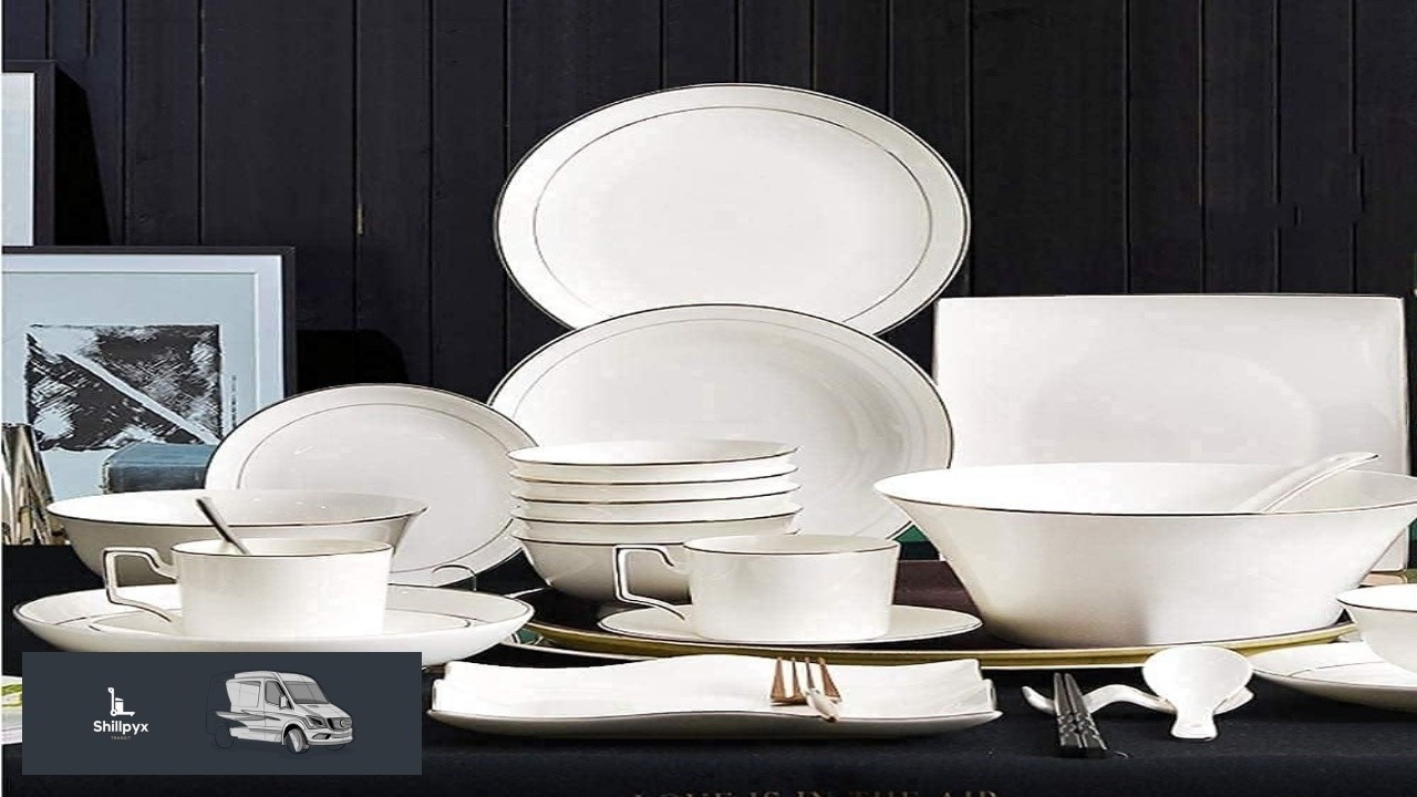 Classic Dinnerware Set Kitchen and Dining Bone China 38 Piece Platinum Design Dinnerware