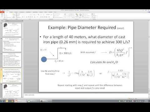 CE 331 - Klasse 4 (1/23/2014) Dimensionering af rørdiameter; Darcy-Weisbach, Hazen-Williams, Manning&rsquo;s