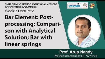 Lec 8: Bar Element: Postprocessing; Comparison with Analytical Solution; Bar with linear springs