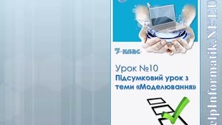 Урок 10. Підсумковий урок з теми «Моделювання» - 7 КЛАС Урок 10. Підсумковий урок з теми «Моделювання» - 7 КЛАС