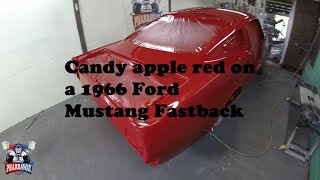 Candy apple red on a 1966 Ford Mustang Fastback