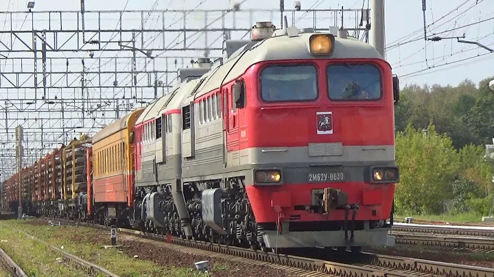 Тепловоз 2М62У-0030 с путеукладочным хозяйственным поездом, станция Железнодорожная