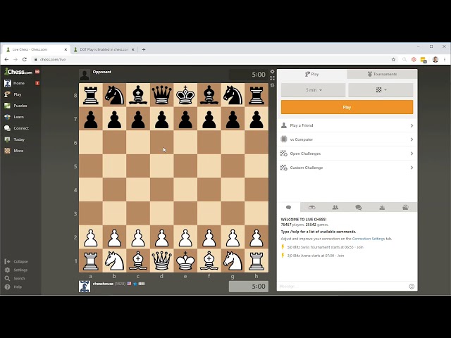 DGT board on chess.com 