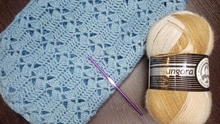 картинка: Мк. Узор крючком для шарфа-палантина.🧶