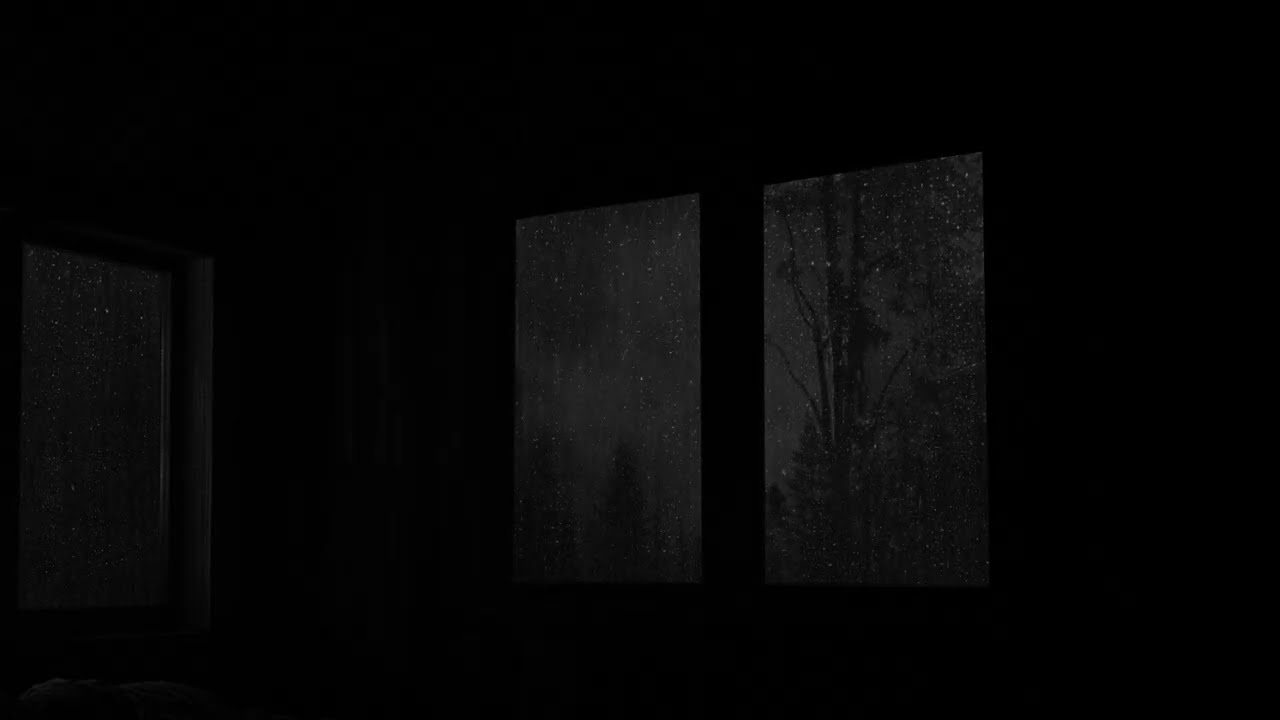 Dark Norway Cabin Rain 🌧️⛈️ | Regn og Myk Torden i Norsk Hytte | Sleep | No Ads