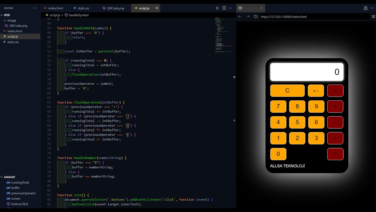 Making a calculator using html, css and javascript. - YouTube