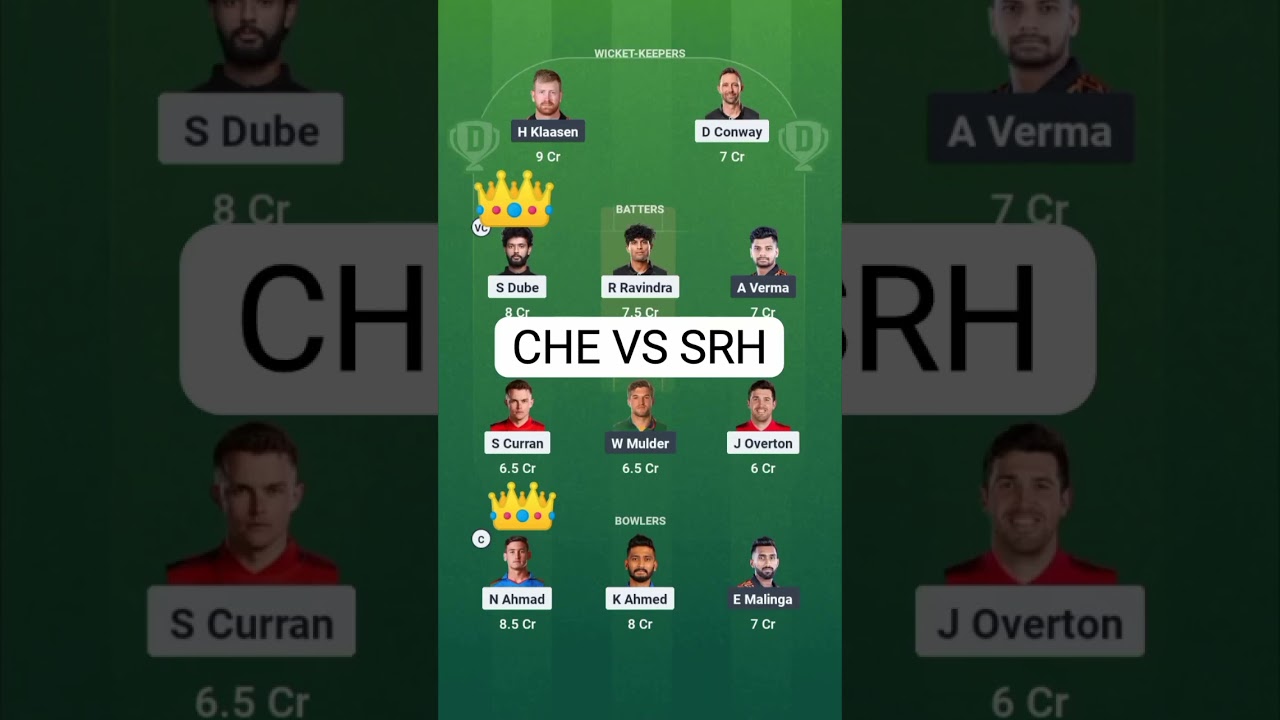 CHE VS SRH DREAM 11 TEAM PREDICTION CHENNAI VS HYDERABAD DREAM 11 WINNING TEAM PREDICTION 