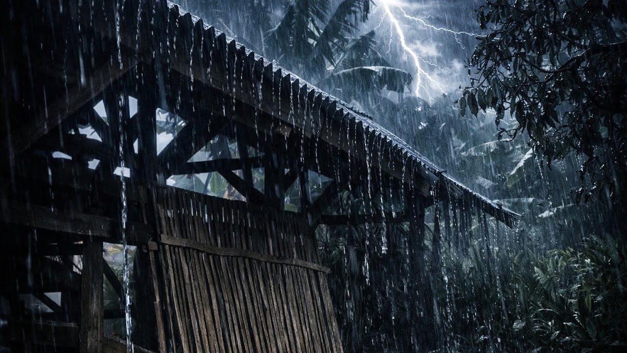 Звук сильного дождя помогает быстро заснуть и снимает стресс.