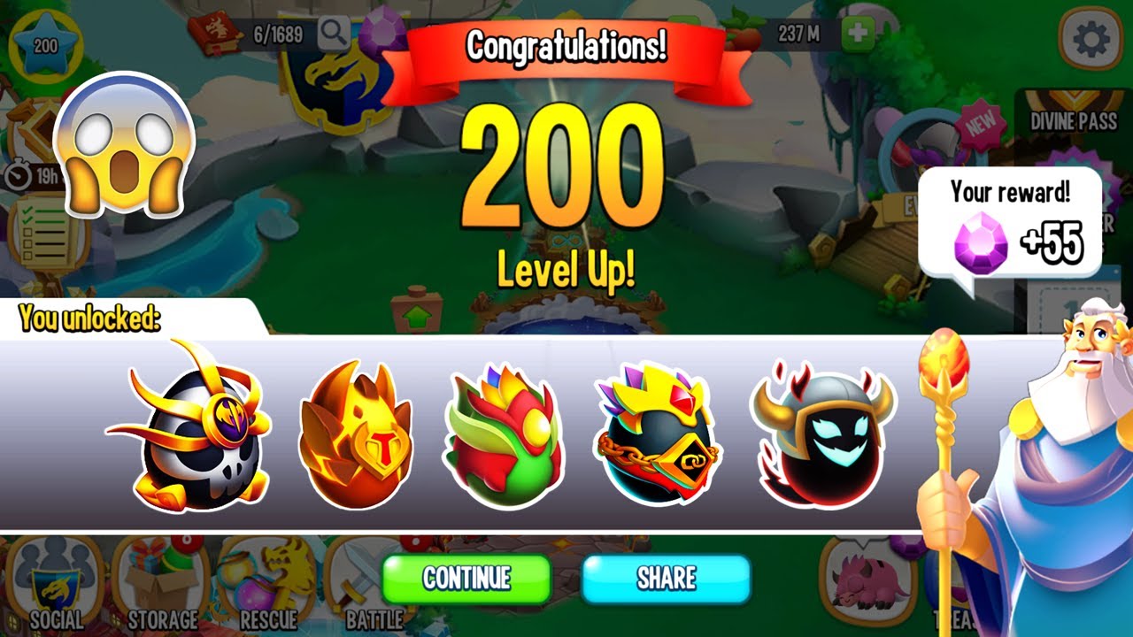 Dragon City - Reach Level 200 MAX [Congratulation from Deus] 😱